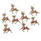 CC Christmas Decor Pack of 8 Brown and Red Santa's Flying Reindeer Friends Christmas Ornaments 4"